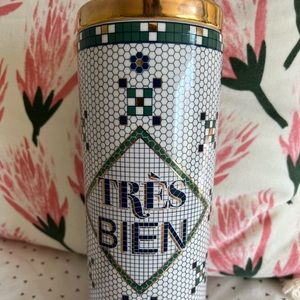 Very Rare Anthropologie Tres Bien Bistro Tile Tall Canister
